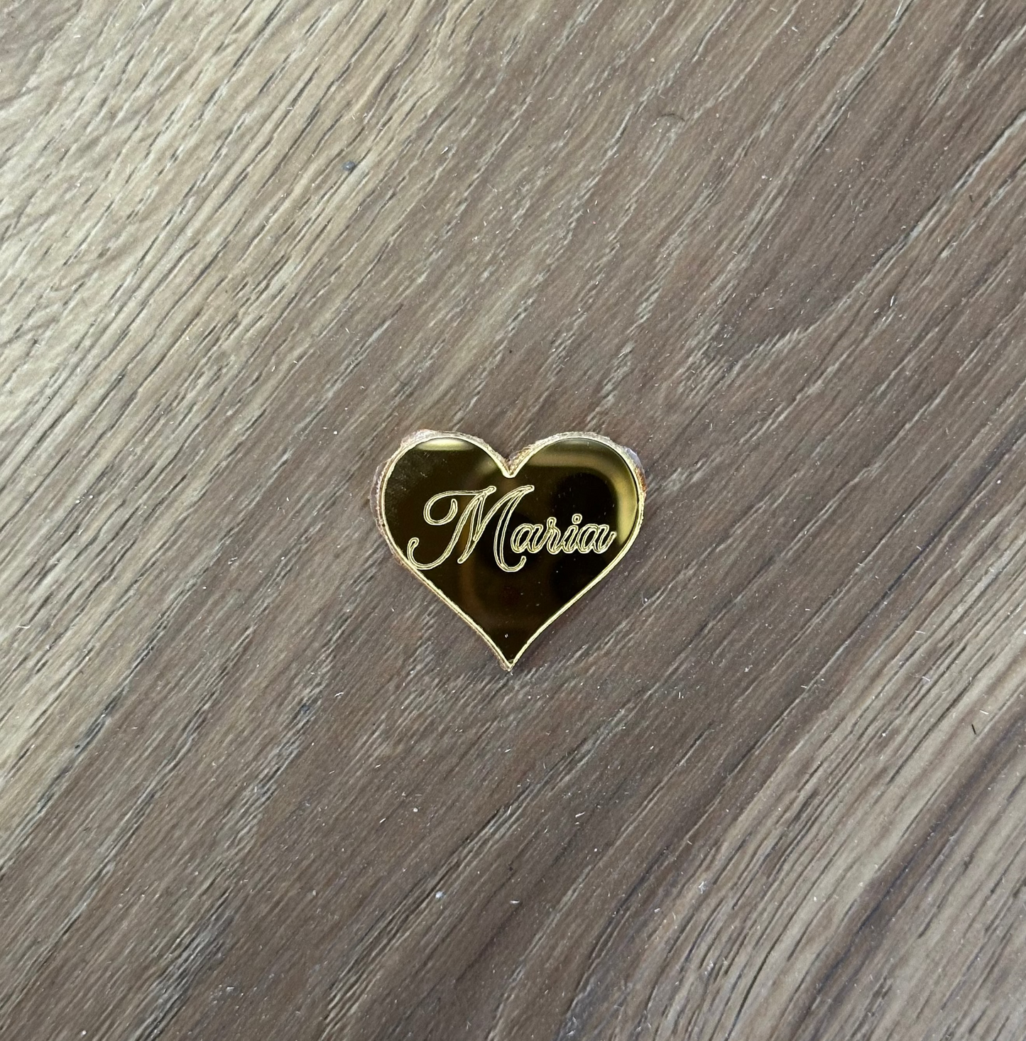 Cuori con nome personalizzato plexiglass oro specchiato
