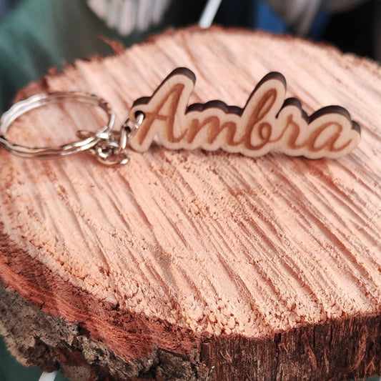 Portachiavi Maxi con nome personalizzato in legno