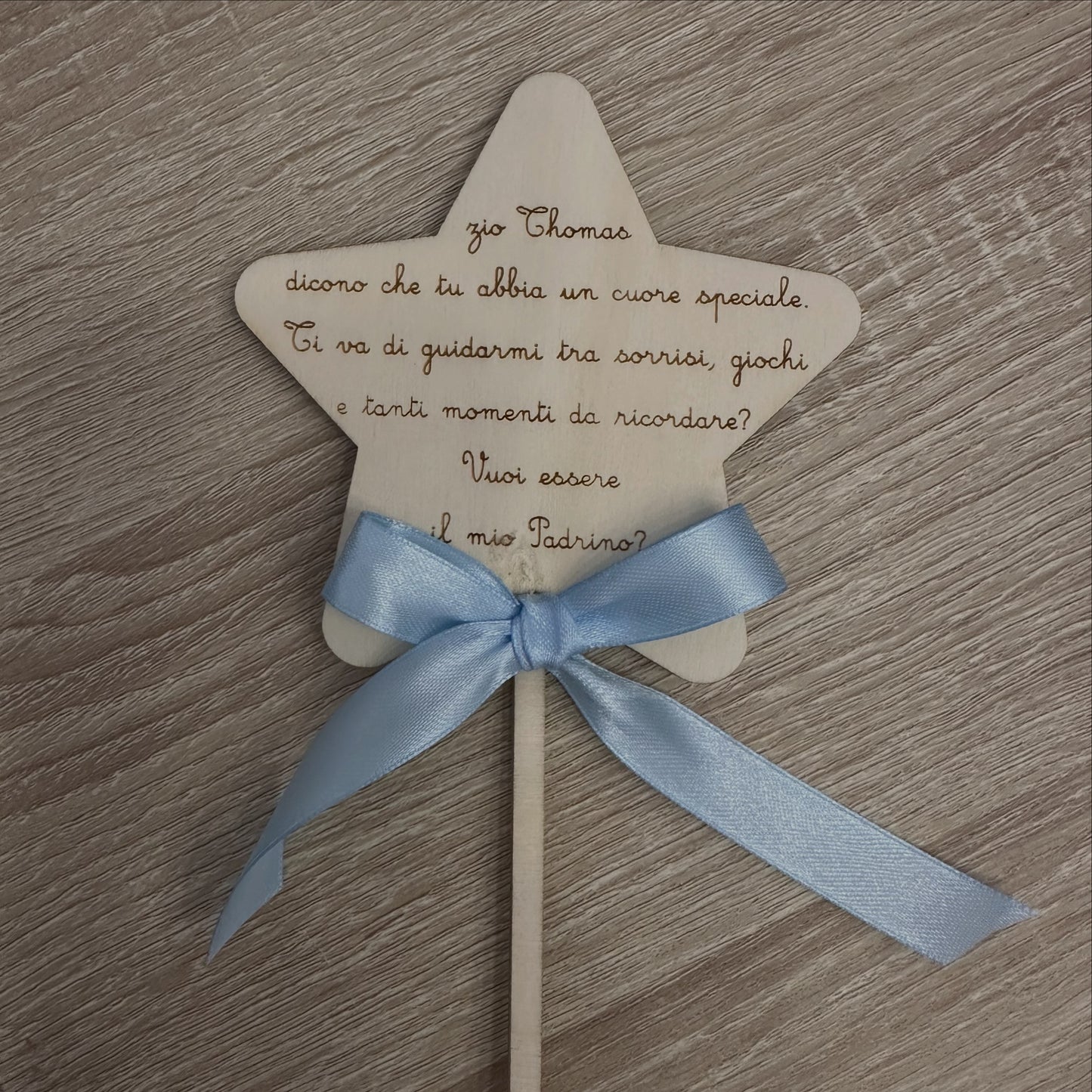 Bacchetta Magica Neonato Proposta Madrina e Padrino Legno