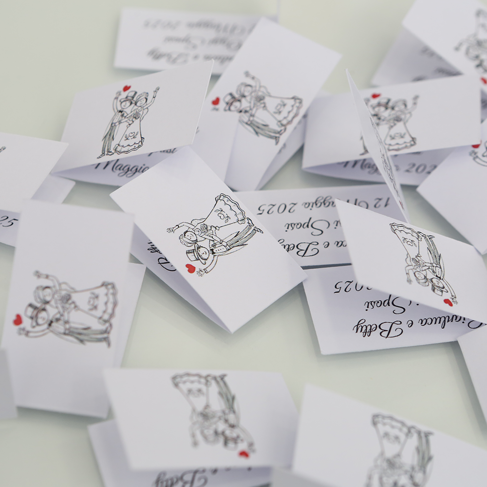 100pz Bigliettini personalizzati per confetti Matrimonio, Comunione, Battesimo