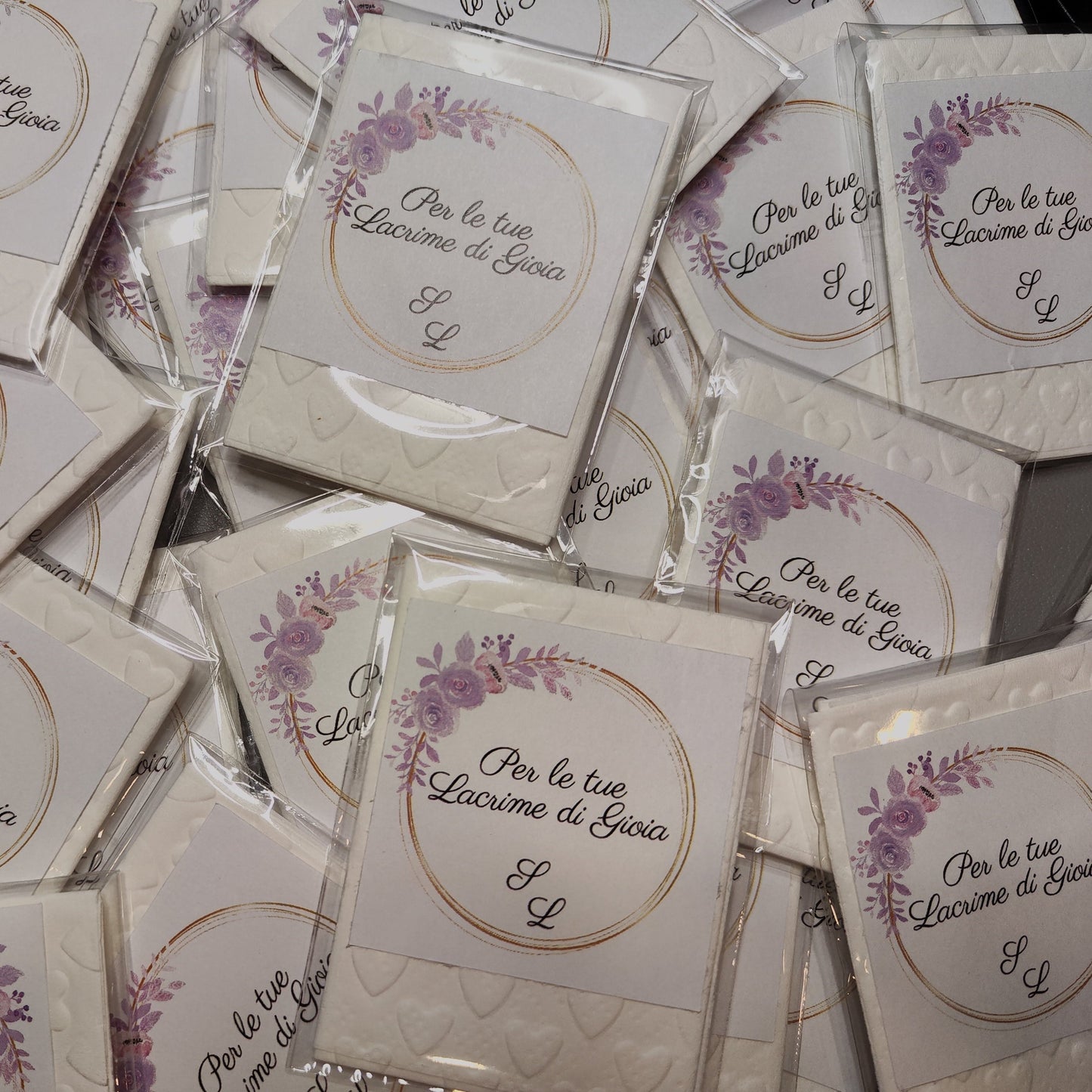 Bustina Trasparente e Personalizzazione Adesiva per Lacrime Di Gioia Matrimonio
