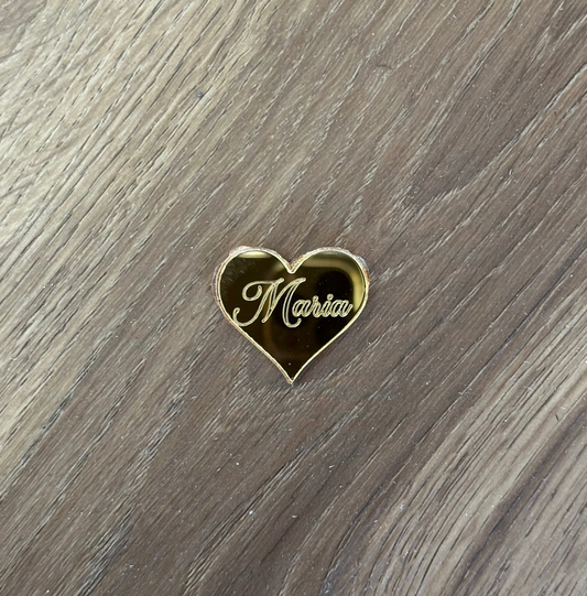 Cuori con nome personalizzato plexiglass oro specchiato