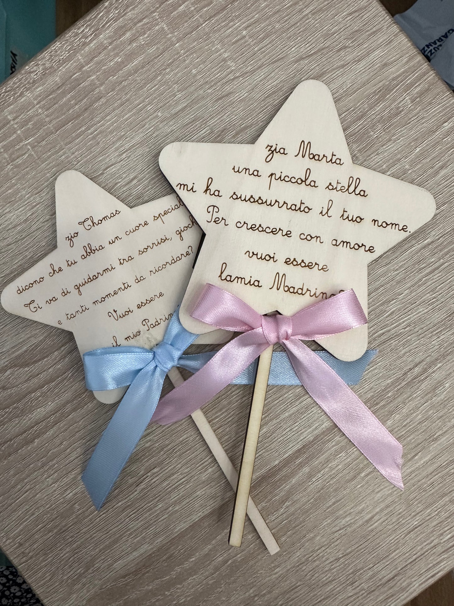 Bacchetta Magica Neonato Proposta Madrina e Padrino Legno