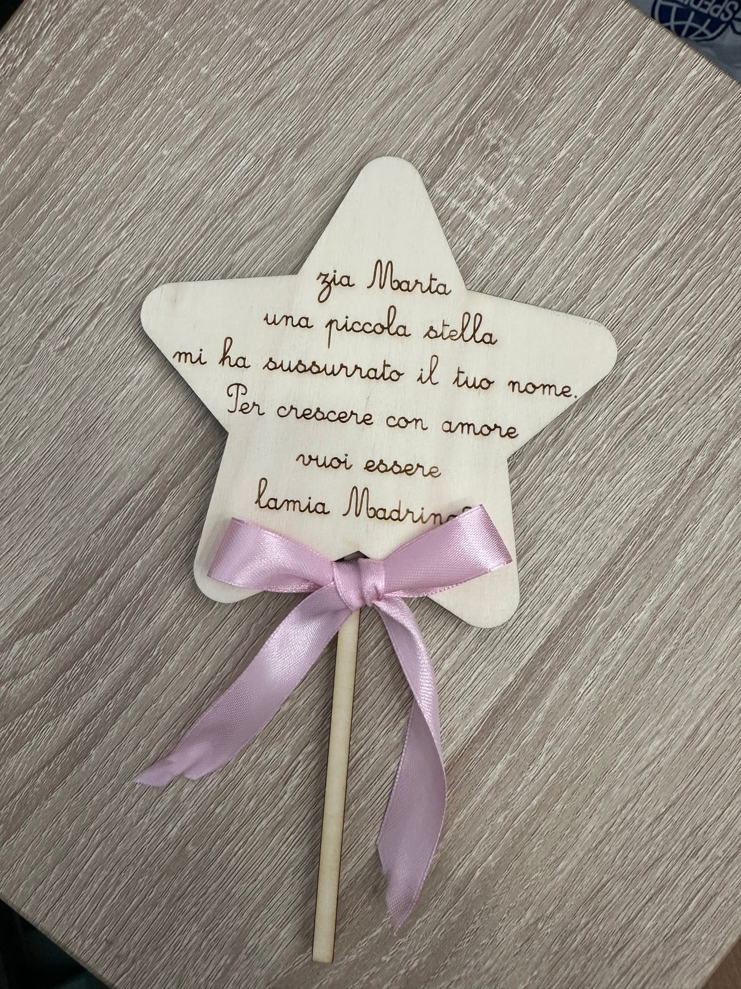 Bacchetta Magica Neonato Proposta Madrina e Padrino Legno