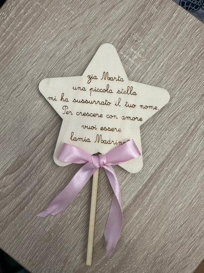 Bacchetta Magica Neonato Proposta Madrina e Padrino Legno