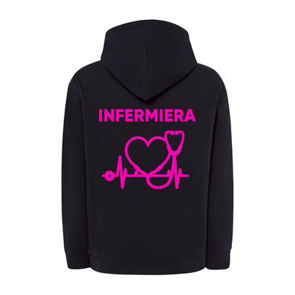 Felpa Zip e Cappuccio INFERMIERA con nome - Fucsia