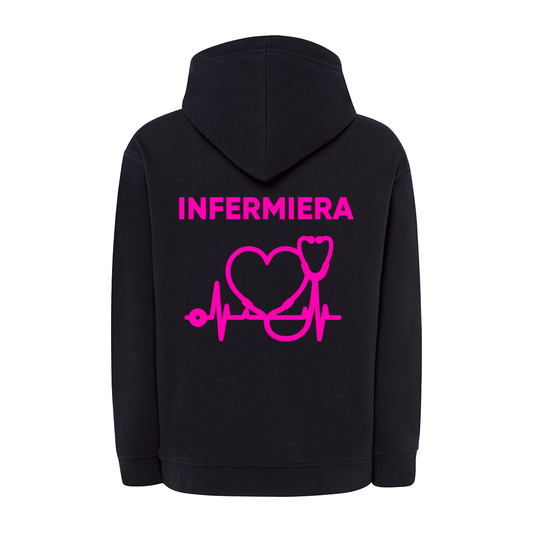 Felpa Zip e Cappuccio INFERMIERA con nome - Fucsia