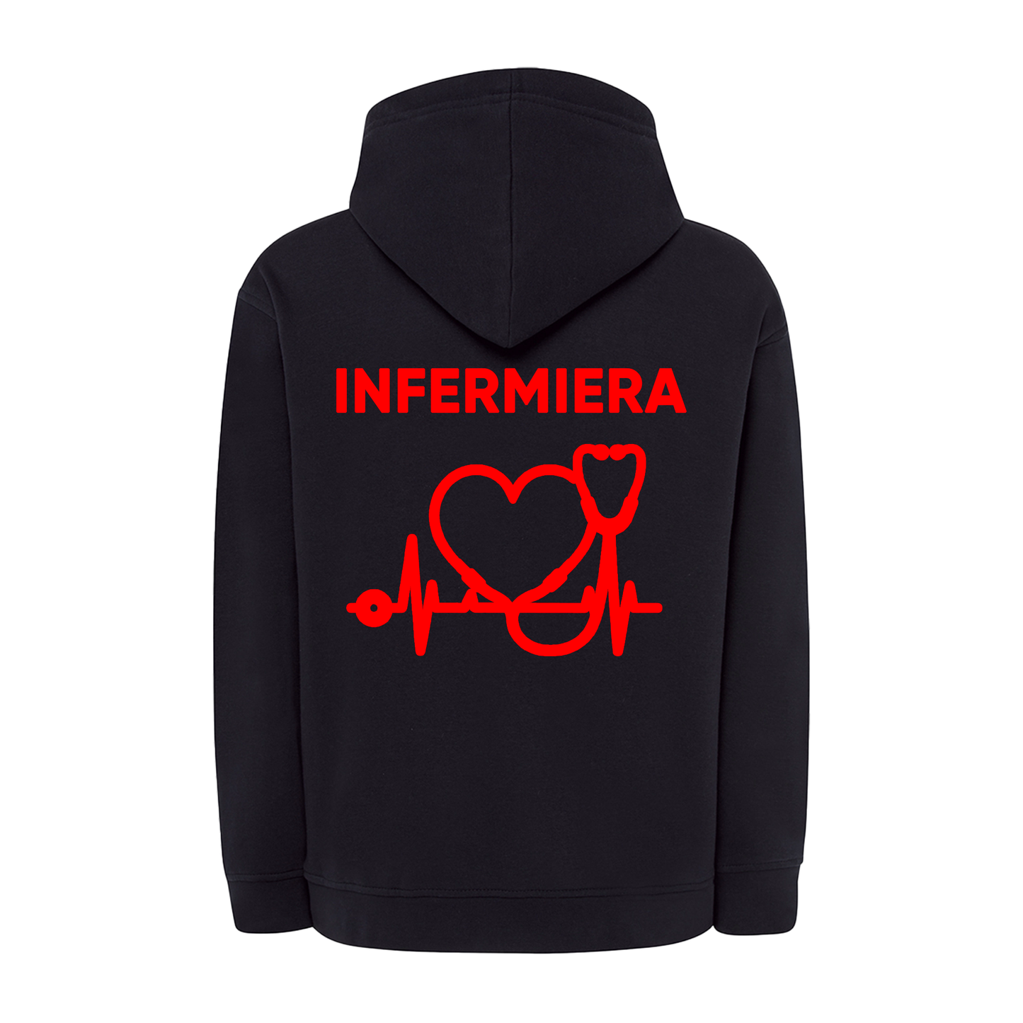 Felpa Zip e Cappuccio INFERMIERA con nome - Rosso
