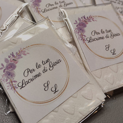 Bustina Trasparente e Personalizzazione Adesiva per Lacrime Di Gioia Matrimonio