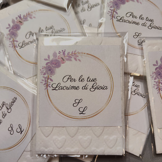 Bustina Trasparente e Personalizzazione Adesiva per Lacrime Di Gioia Matrimonio